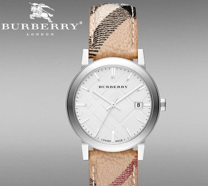 Shop Authentic Burberry The City Silver Dial Brown Leather Strap Watch for Women - BU9025 - Luxxuri
