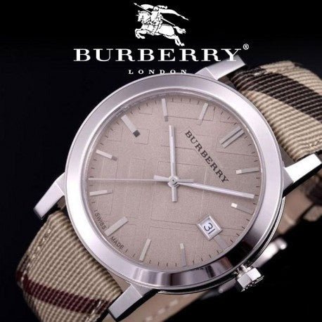 Shop Authentic Burberry The City Beige Dial Chequered Brown Leather Strap Watch for Women - BU9029 - Luxxuri