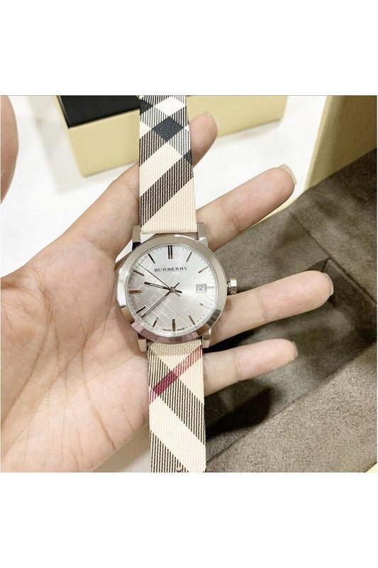 Shop Authentic Burberry The City Nova Silver Dial Brown Leather Strap Watch for Women - BU9212 - Luxxuri