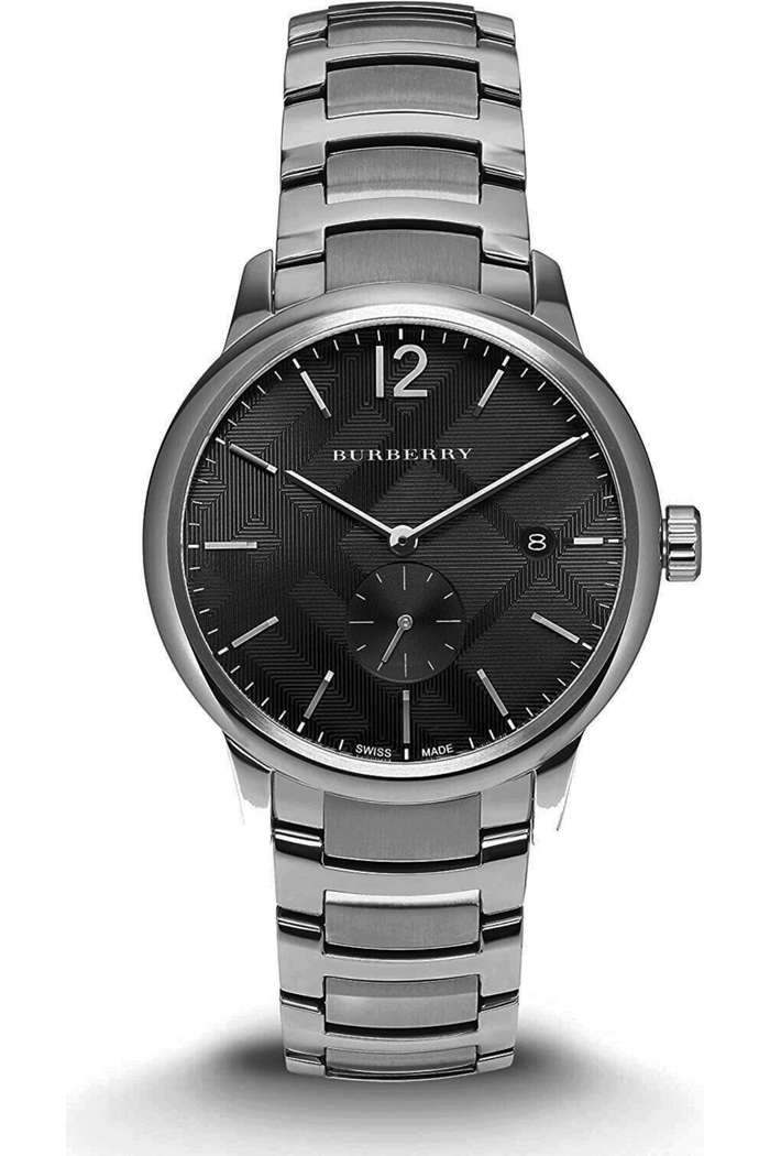 Shop Authentic Burberry The Classic Round Black Dial Silver Steel Strap Watch for Men - BU10005 - Luxxuri