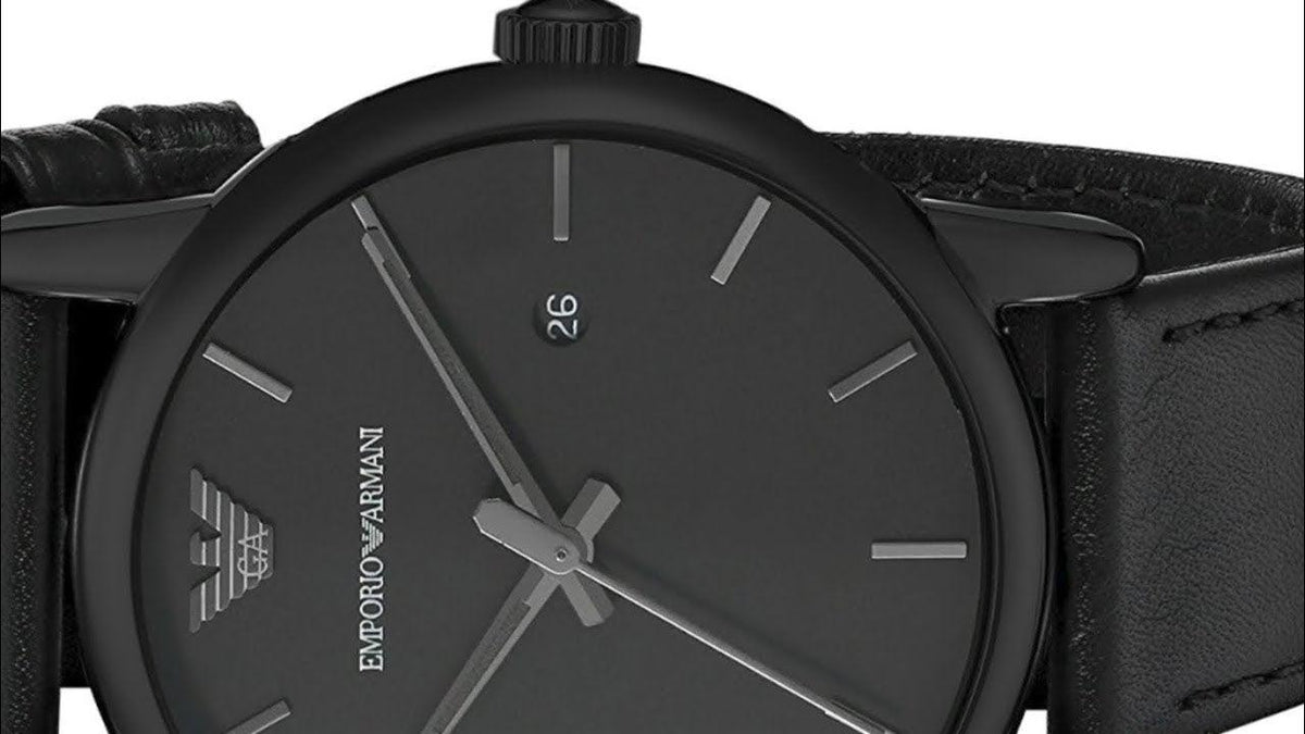 Shop Authentic Emporio Armani Classic Black Dial Black Leather Strap Watch For Men - AR1732 - Luxxuri