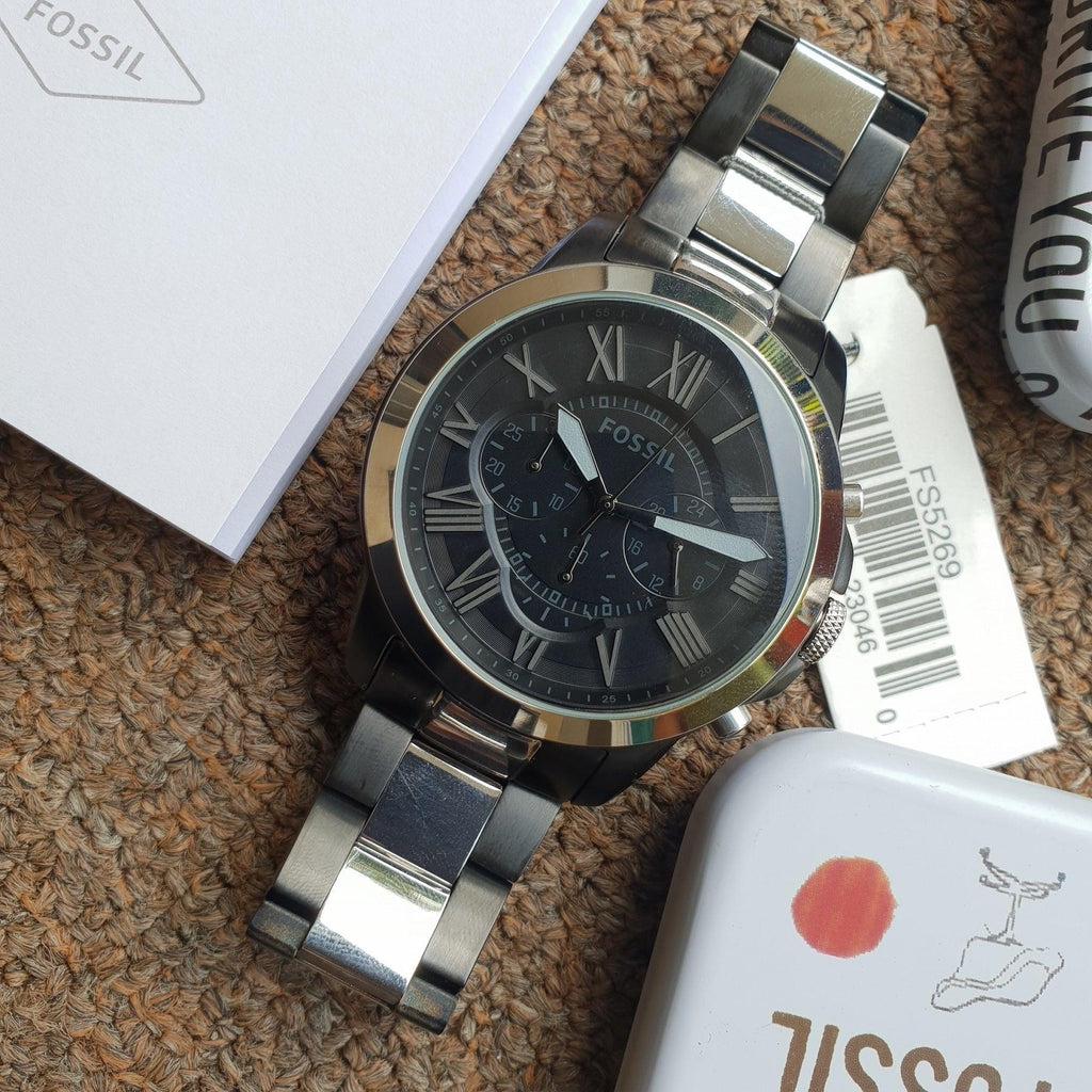 Shop Authentic Fossil Grant Chronograph Black Dial Two Tone Steel Strap Watch for Men - FS5269 - Luxxuri