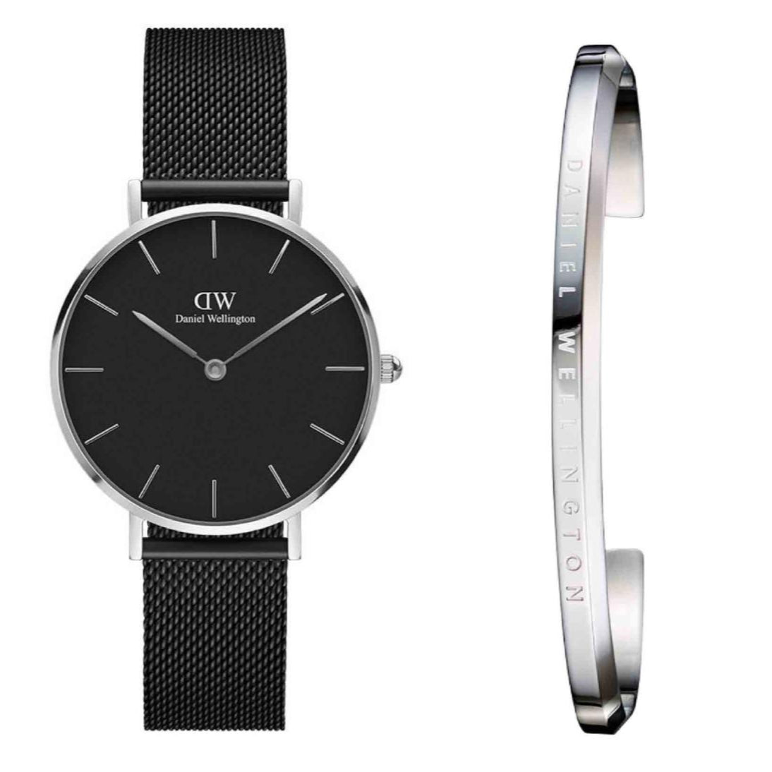 Shop Authentic Daniel Wellington Petite Ashfield Black Dial Black Mesh Strap Watch For Women - DW00100202 - Luxxuri