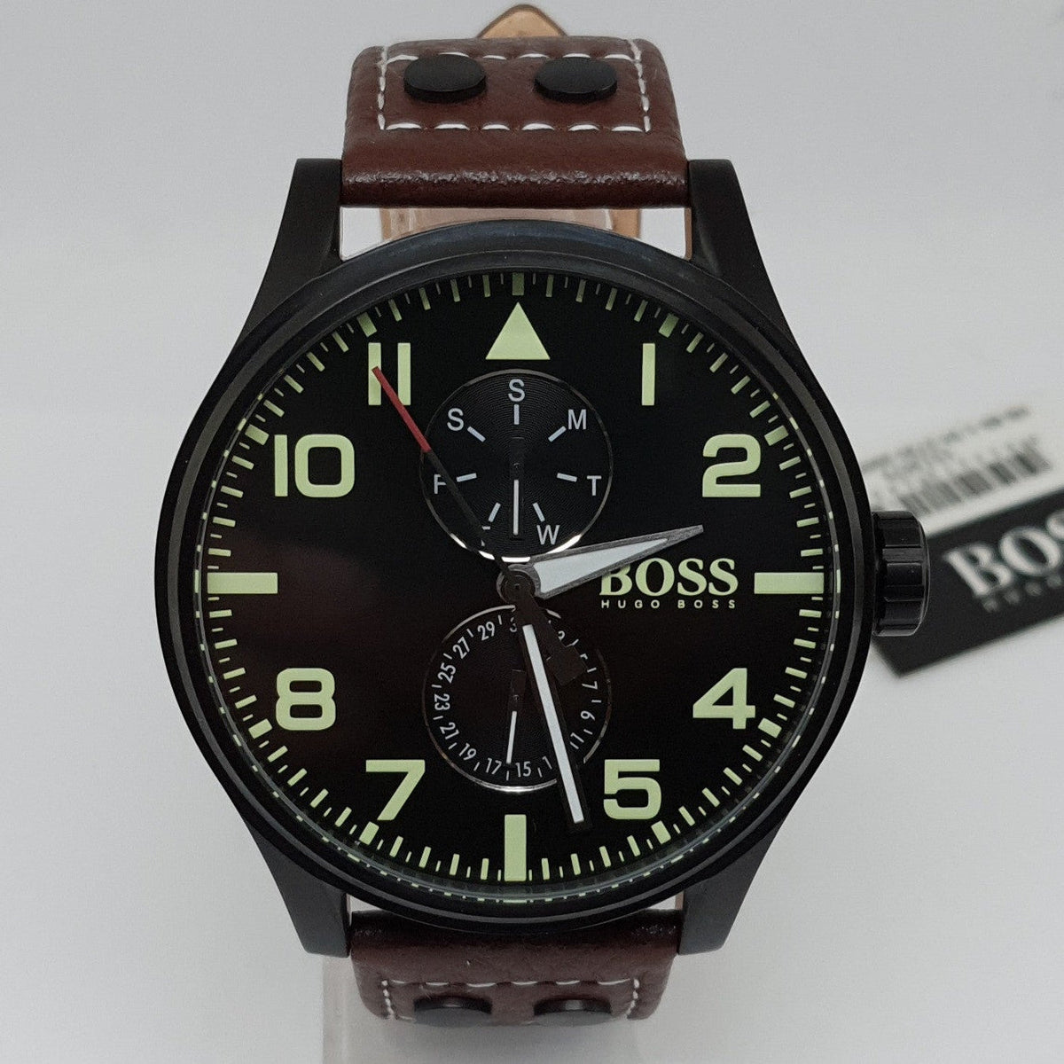 Shop Authentic Hugo Boss Aeroliner Maxx Black Dial Brown Leather Strap Watch For Men - 1513079 - Luxxuri