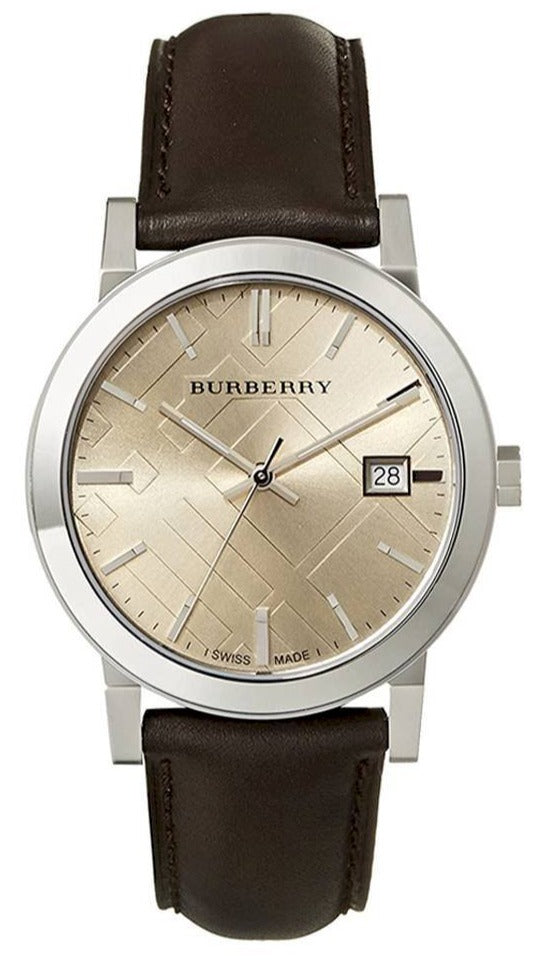 Shop Authentic Burberry The City Gold Dial Brown Leather Strap Watch for Men - BU9011 - Luxxuri
