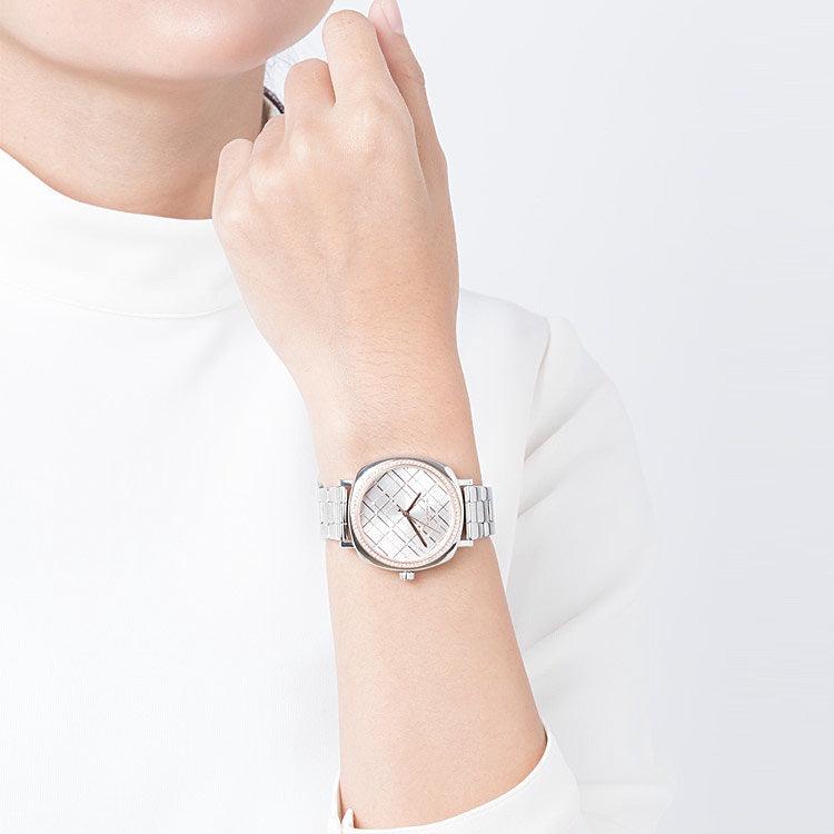 Shop Authentic Michael Kors Nia Quartz Silver Dial Silver Steel Strap Watch For Women - MK3988 - Luxxuri