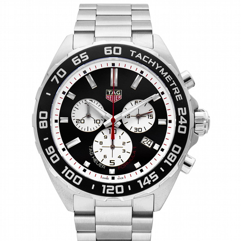 Shop Authentic Tag Heuer Formula 1 Chronograph Black Dial Silver Steel Strap Watch for Men - CAZ101E.BA0842 - Luxxuri