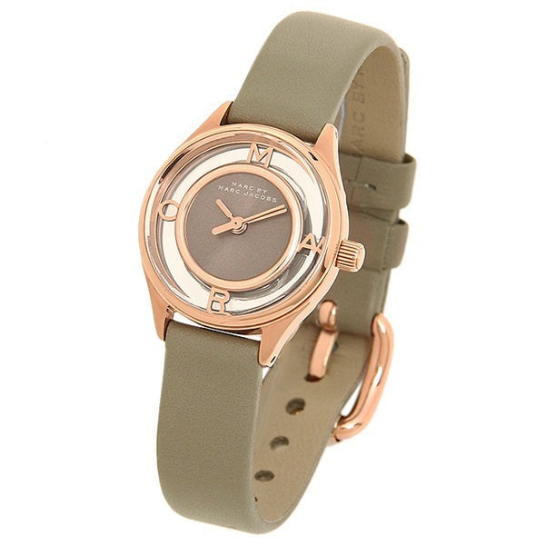 Marc Jacobs Tether Grey Dial Grey Leather Strap Watch for Women - MBM1375