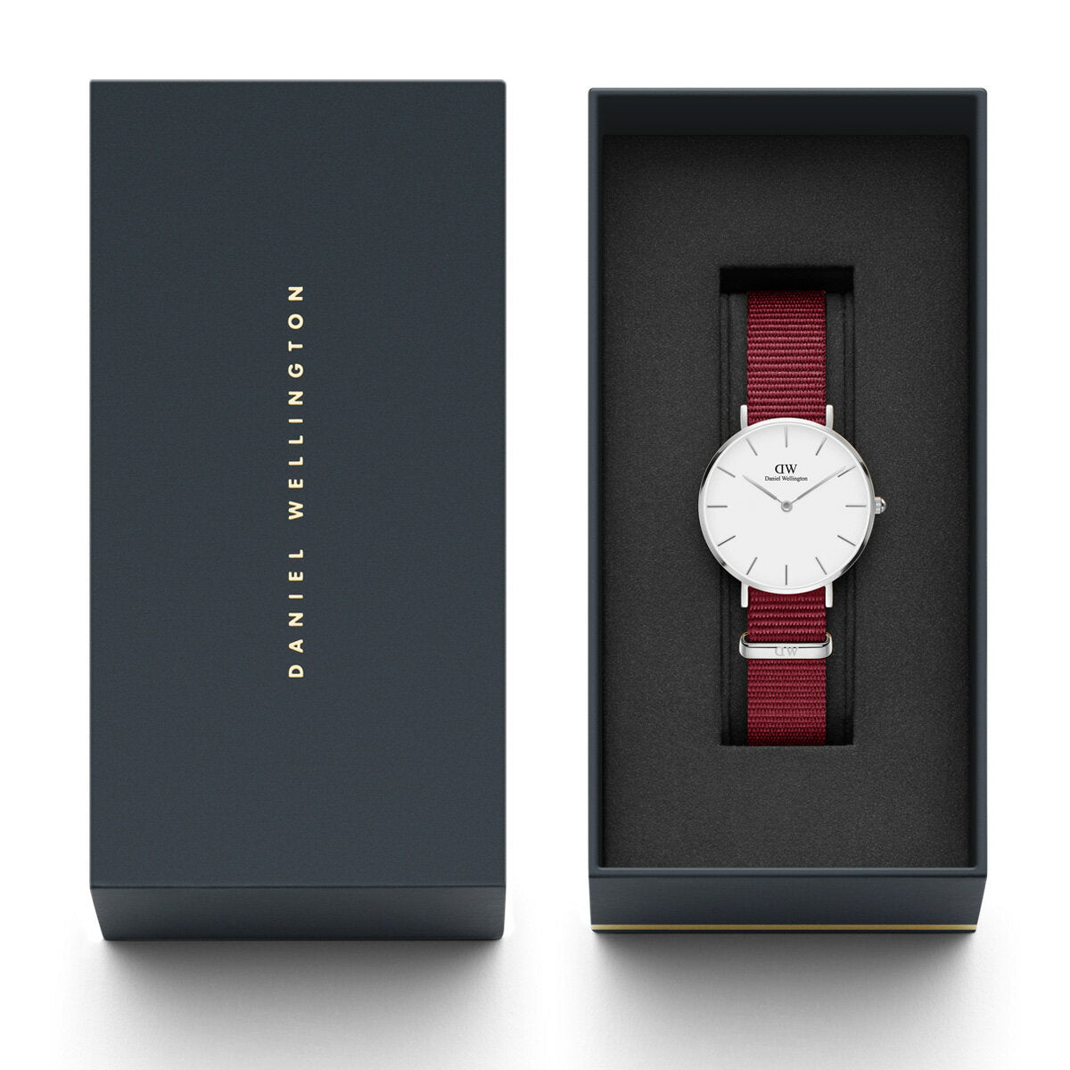 Shop Authentic Daniel Wellington Roselyn 3A Petite White Dial Ruby Red NATO Strap Watch For Women - DW00100292 - Luxxuri