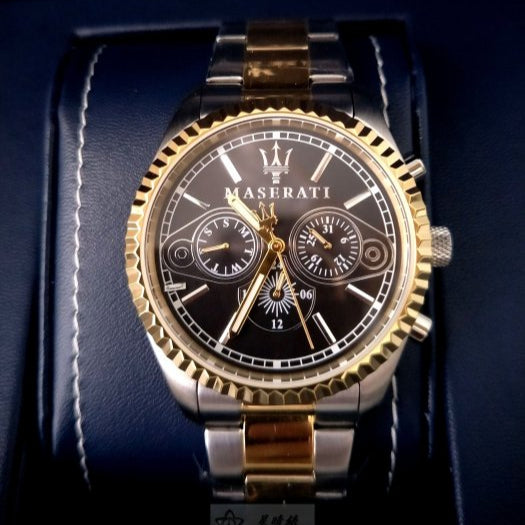 Shop Authentic Maserati Competizione Chronograph Black Dial Two Tone Steel Strap Watch For Men - R8853100016 - Luxxuri