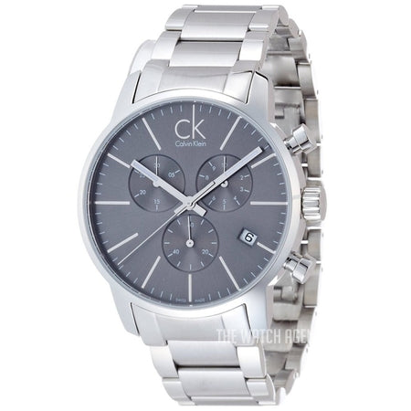 Shop Authentic Calvin Klein City Chronograph Black Dial Silver Steel Strap Watch for Men - K2G27143 - Luxxuri