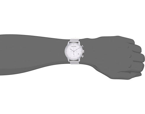 Shop Authentic Calvin Klein City Chronograph White Dial Silver Mesh Bracelet Watch for Men - K2G27126 - Luxxuri