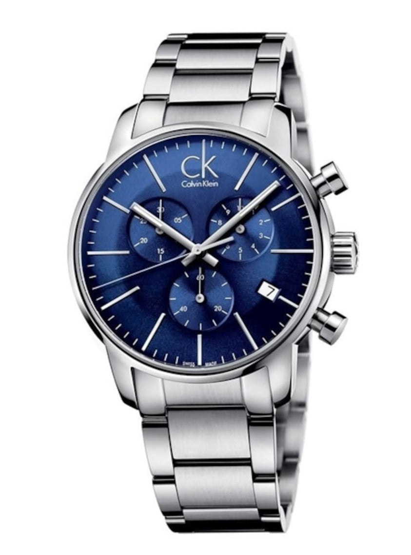 Shop Authentic Calvin Klein City Chronograph Blue Dial Silver Steel Strap Watch for Men - K2G2714N - Luxxuri
