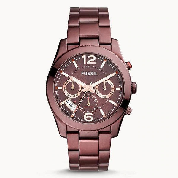 Shop Authentic Fossil Perfect Boyfriend Multifunction Maroon Dial Maroon Steel Strap Watch for Women - ES4110 - Luxxuri