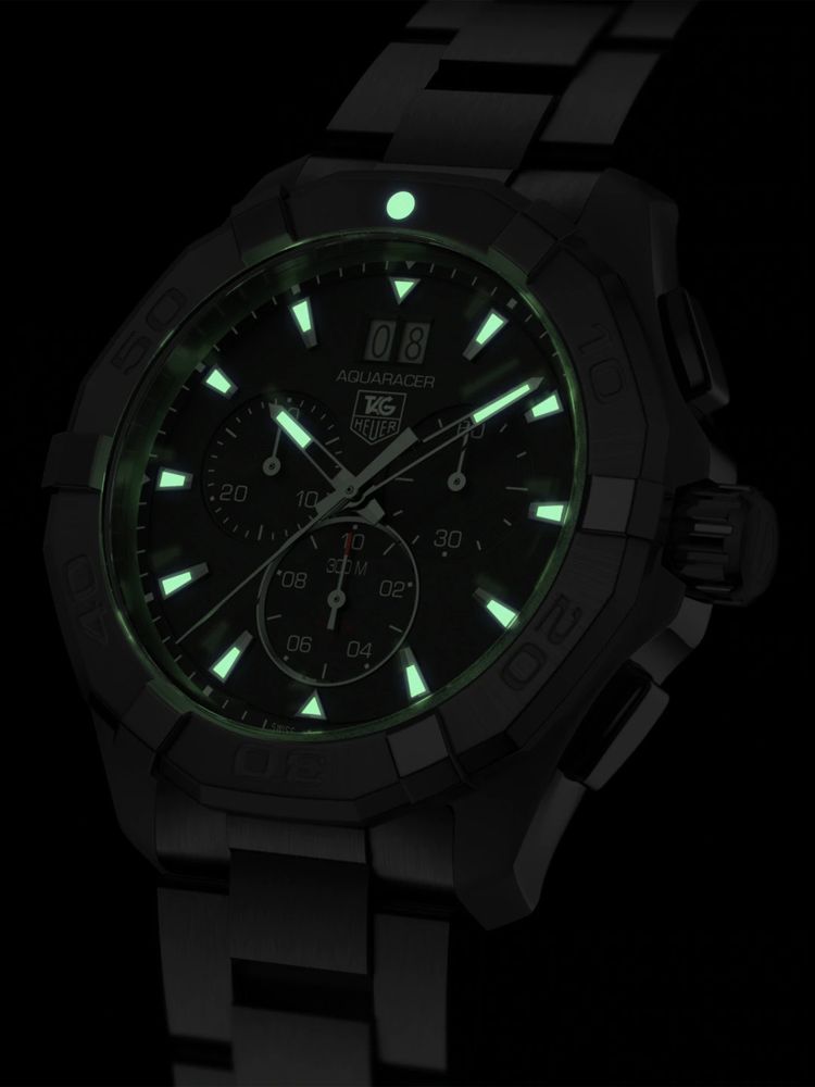 Shop Authentic Tag Heuer Aquaracer Chronograph Black Dial Silver Steel Strap Watch for Men - CAY1110.BA0927 - Luxxuri
