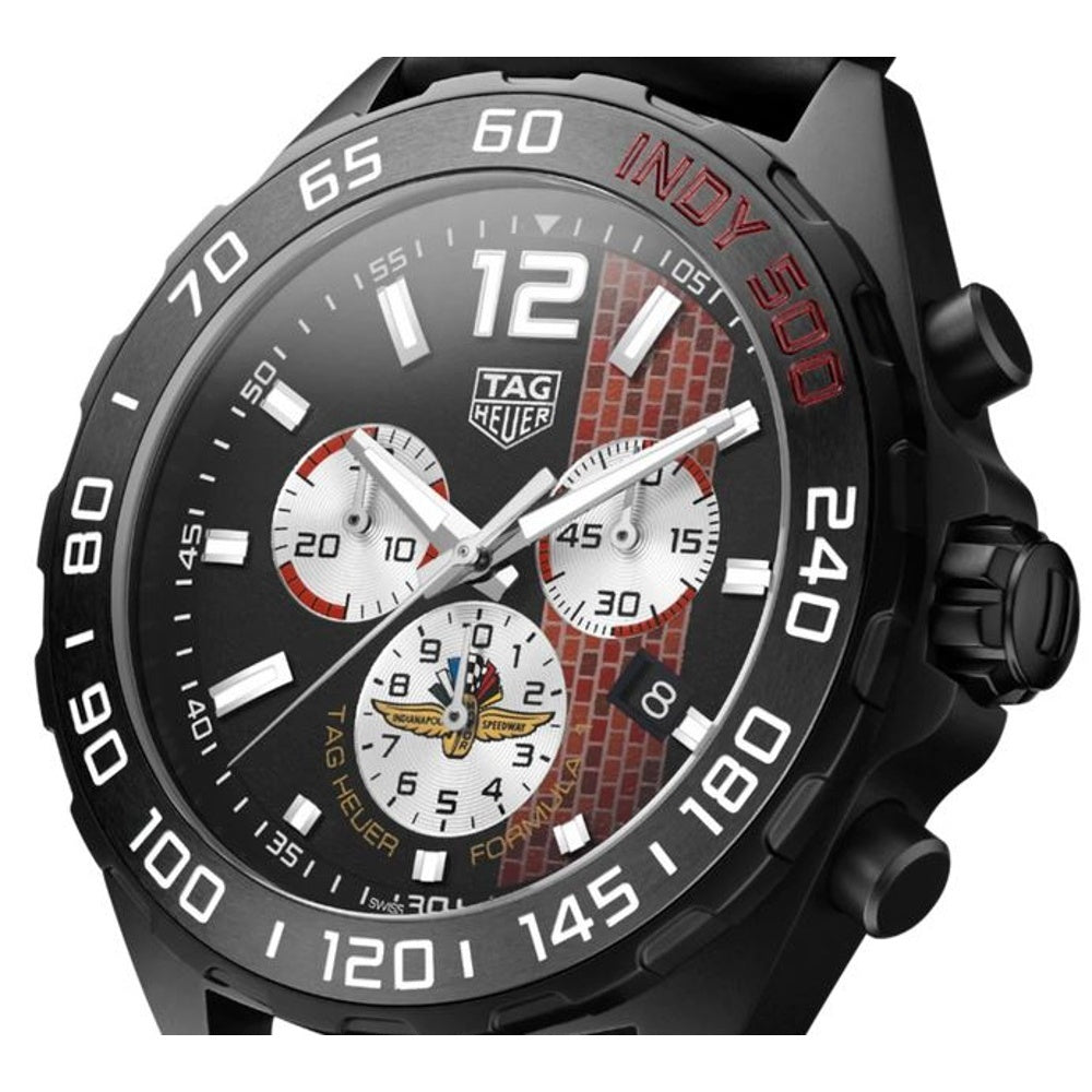 Shop Authentic Tag Heuer Formula 1 Indy 500 Limited Edition Chronograph Black Dial Black Rubber Strap Watch for Men - CAZ101AD.FT8024 - Luxxuri