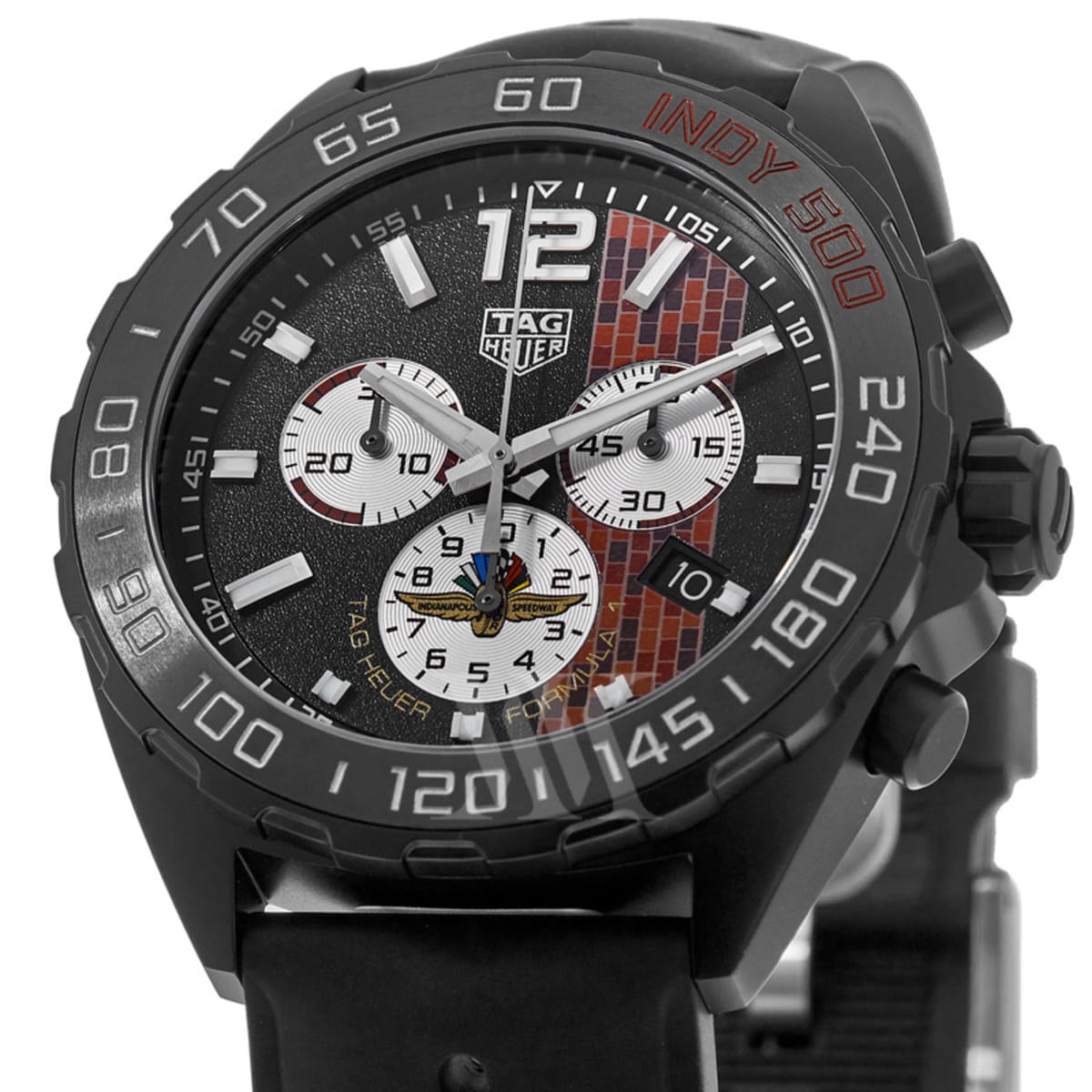 Shop Authentic Tag Heuer Formula 1 Indy 500 Limited Edition Chronograph Black Dial Black Rubber Strap Watch for Men - CAZ101AD.FT8024 - Luxxuri