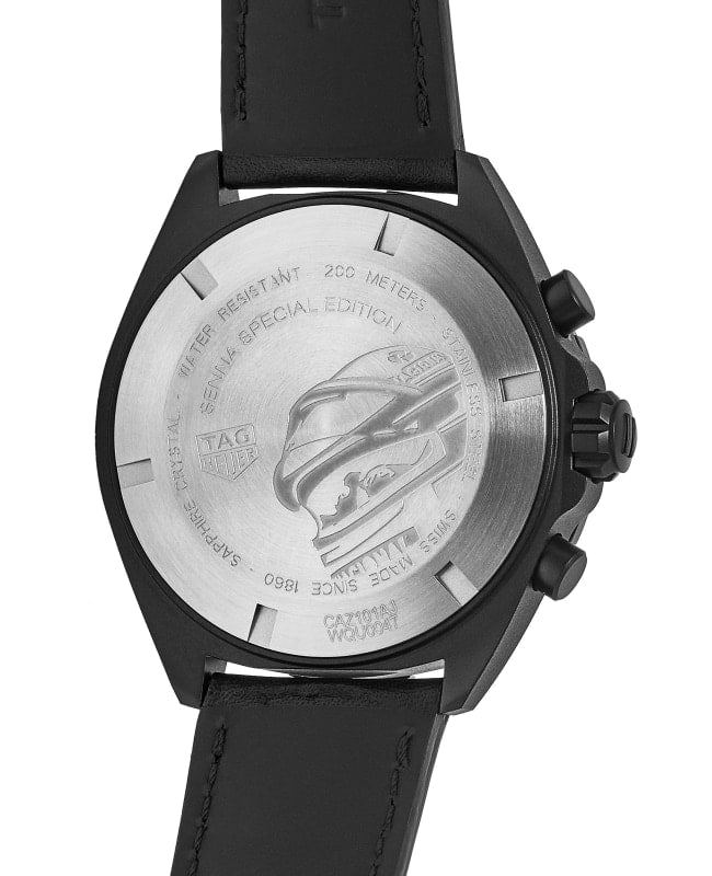 Shop Authentic Tag Heuer Formula 1 Chronograph Senna Black Dial Black Leather Strap Watch for Men - CAZ101AJ.FC6487 - Luxxuri
