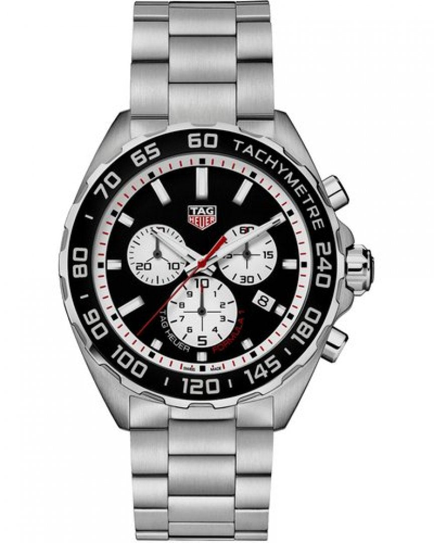 Shop Authentic Tag Heuer Formula 1 Chronograph Black Dial Silver Steel Strap Watch for Men - CAZ101E.BA0842 - Luxxuri