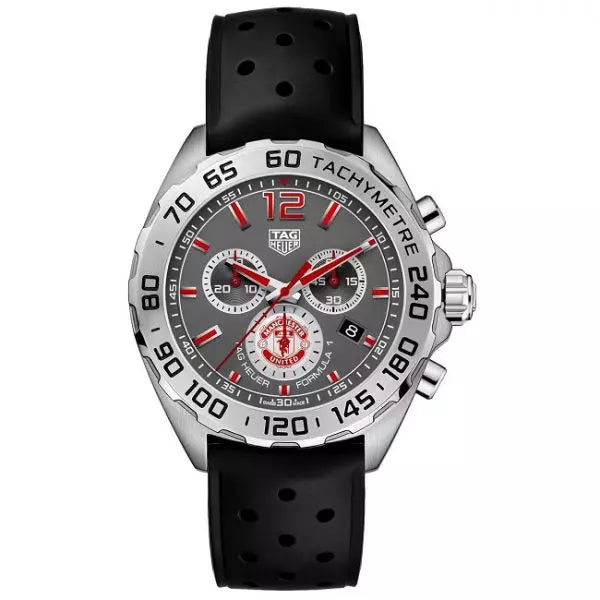 Shop Authentic Tag Heuer Formula 1 Manchester United Special Edition Grey Dial Black Silicone Strap Watch for Men - CAZ101M.FT8024 - Luxxuri