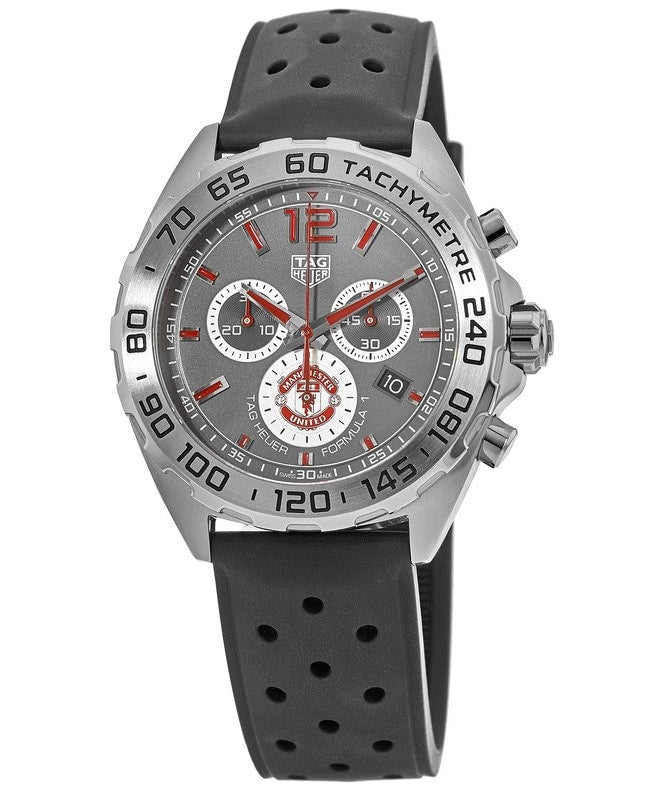 Shop Authentic Tag Heuer Formula 1 Manchester United Special Edition Grey Dial Black Silicone Strap Watch for Men - CAZ101M.FT8024 - Luxxuri