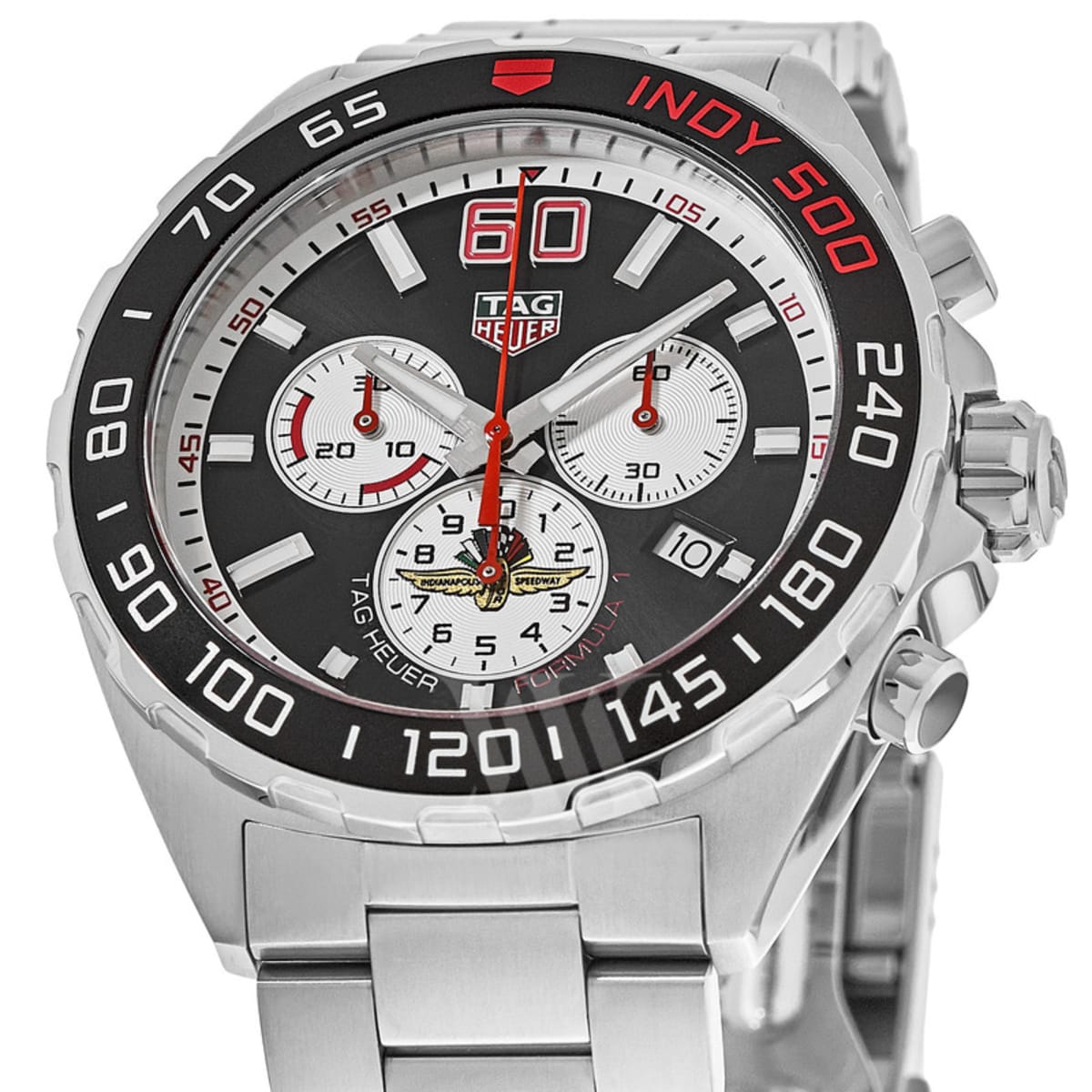 Shop Authentic Tag Heuer Formula 1 Indy 500 Special Edition Black Dial Silver Steel Strap Watch for Men - CAZ101V.BA0842 - Luxxuri