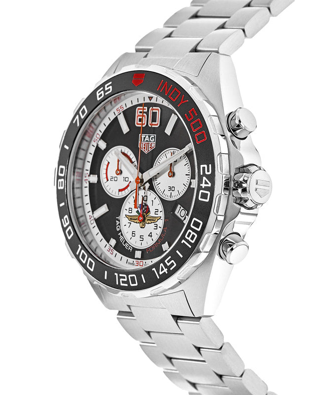 Shop Authentic Tag Heuer Formula 1 Indy 500 Special Edition Black Dial Silver Steel Strap Watch for Men - CAZ101V.BA0842 - Luxxuri