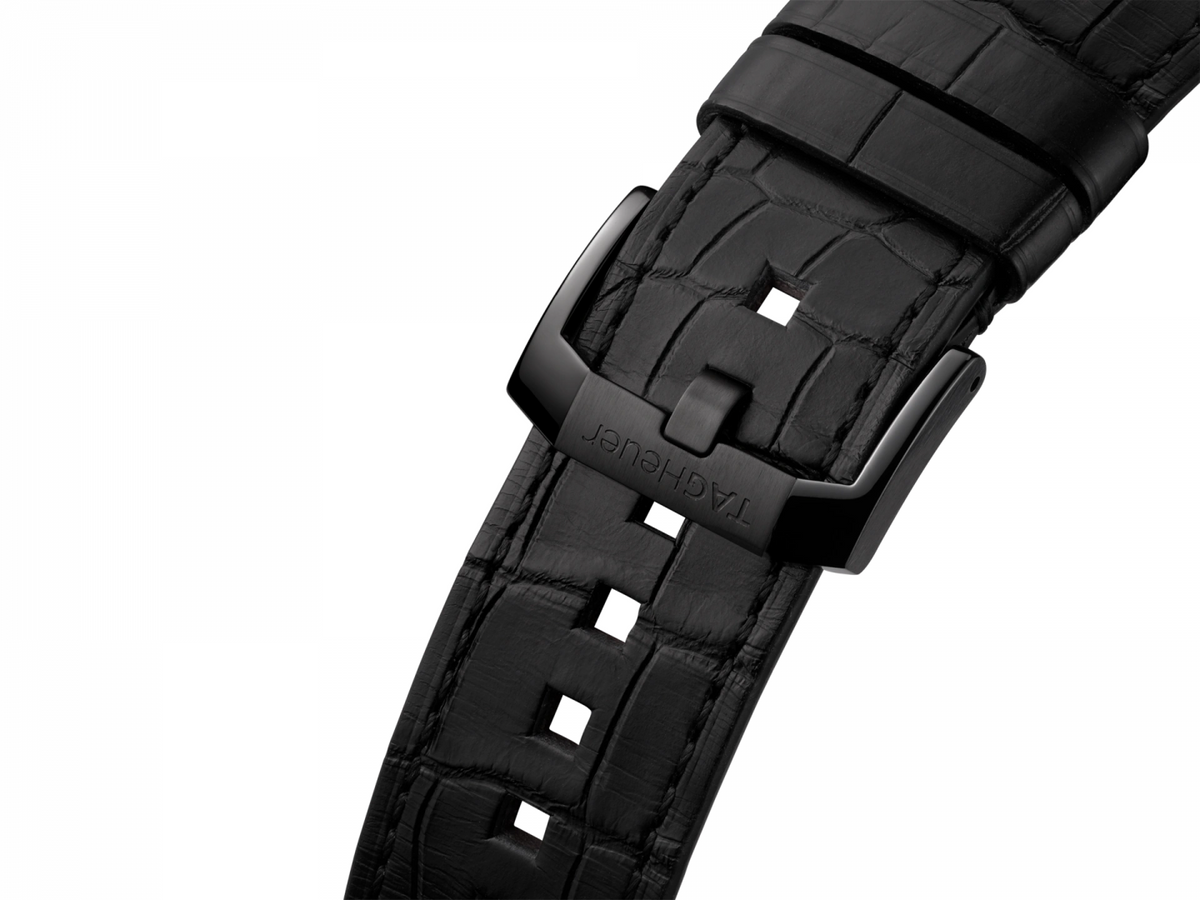 Tag Heuer Autavia Chronometer Flyback Chronograph Black Dial Black Leather Strap Watch for Men - CBE511C.FC8280