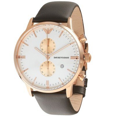 Shop Authentic Emporio Armani Gianni Classic Chronograph White Dial Brown Leather Strap Watch For Men - AR0398 - Luxxuri