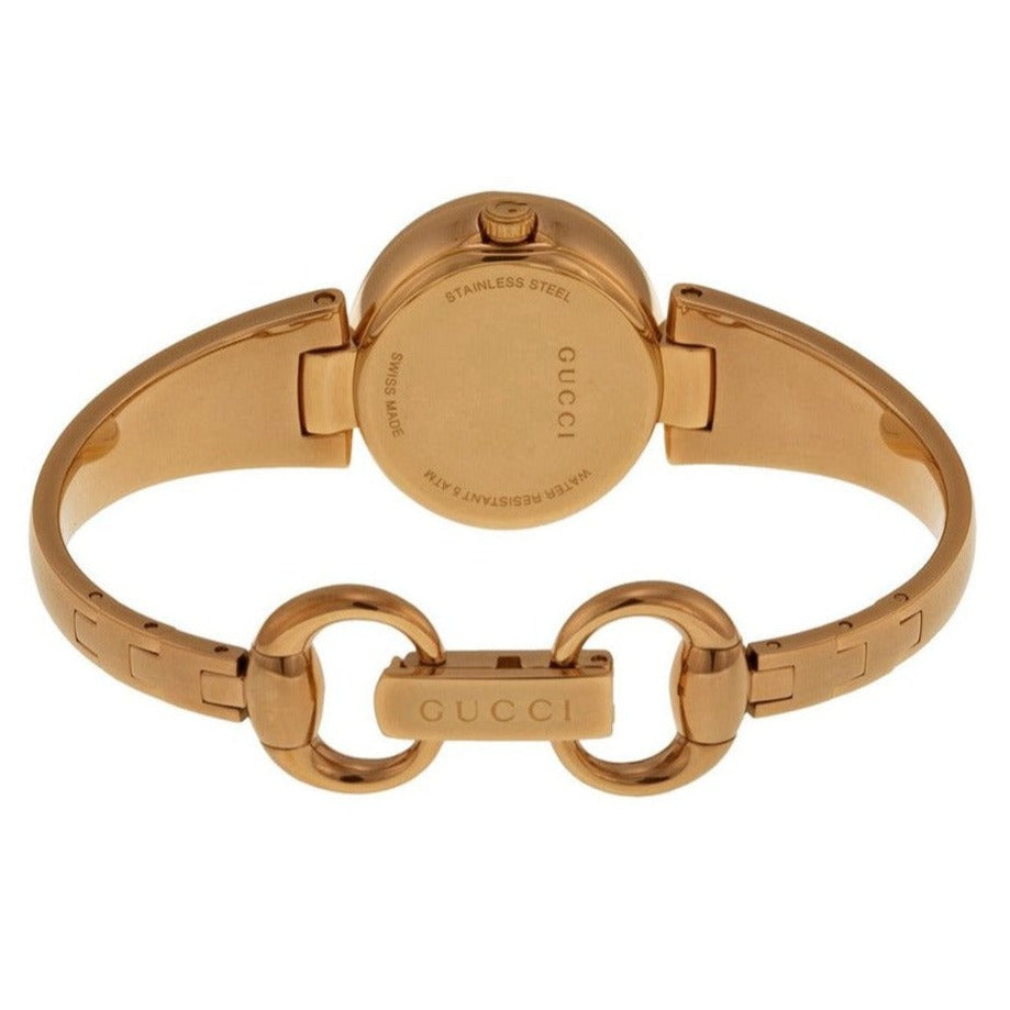 Gucci Guccissima Quartz Black Dial Rose Gold Steel Strap Watch For Women - YA134509