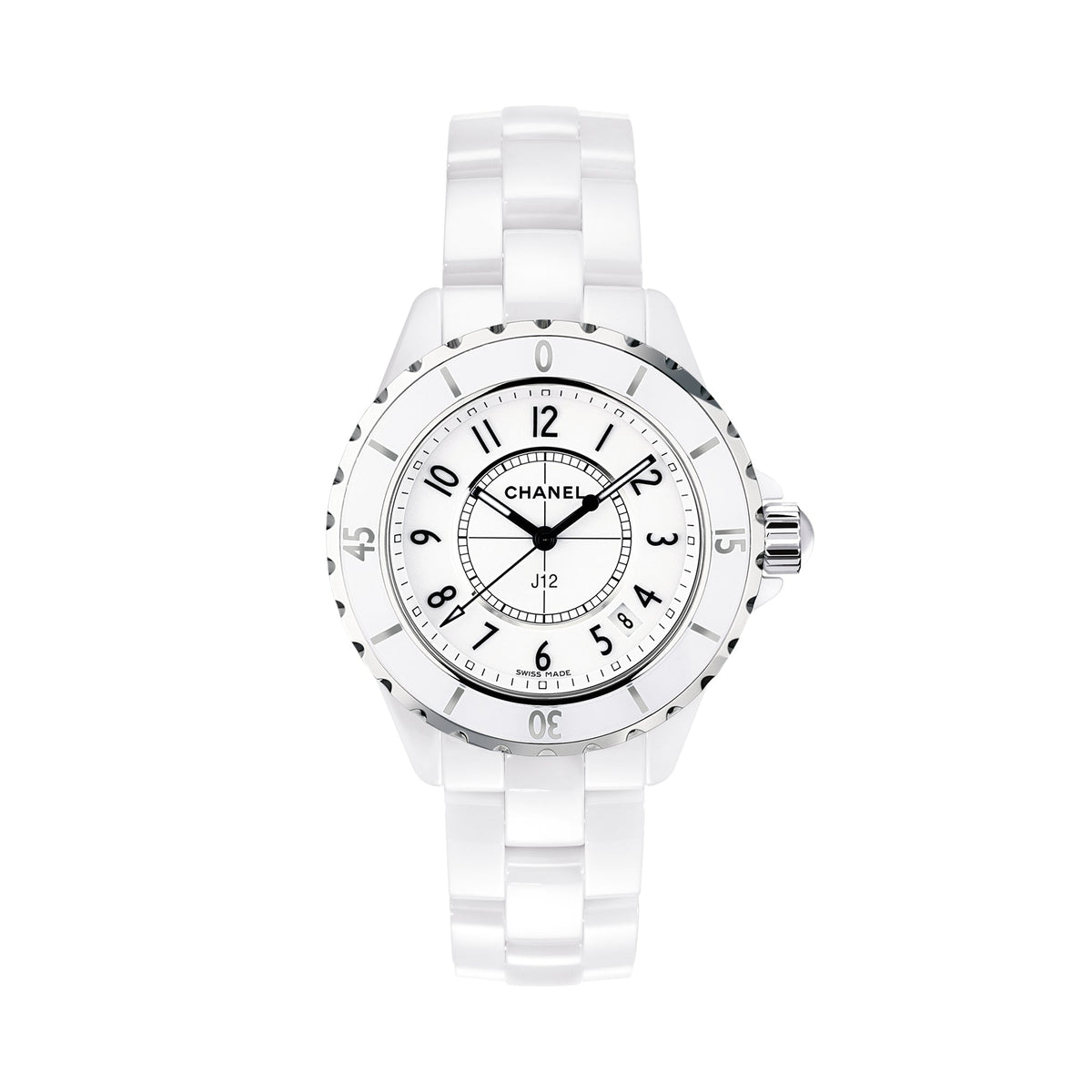 Shop Authentic Chanel J12 Ceramic White Dial White Steel Strap Watch for Women - J12 H0968 - Luxxuri