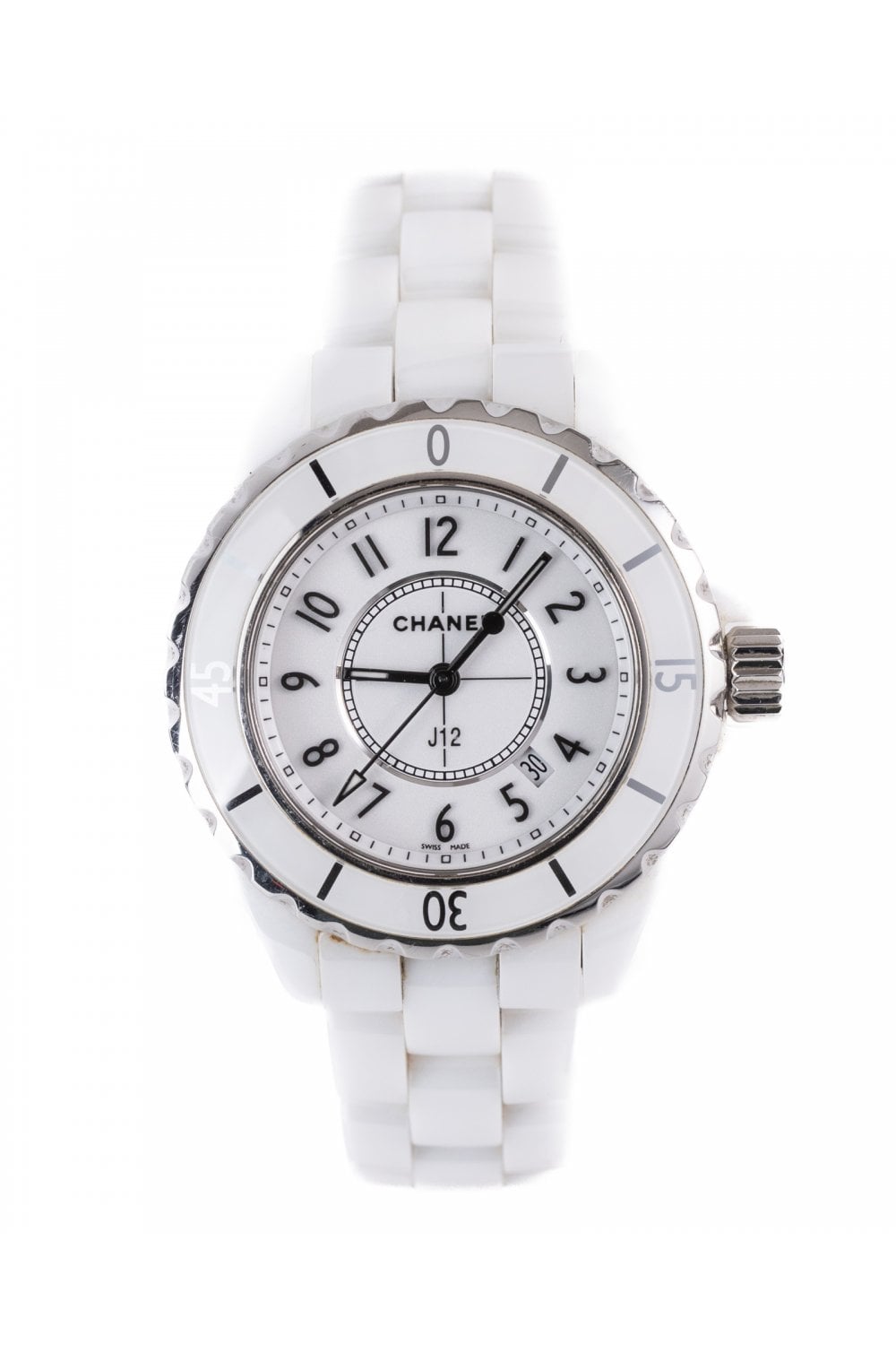 Shop Authentic Chanel J12 Ceramic White Dial White Steel Strap Watch for Women - J12 H0968 - Luxxuri