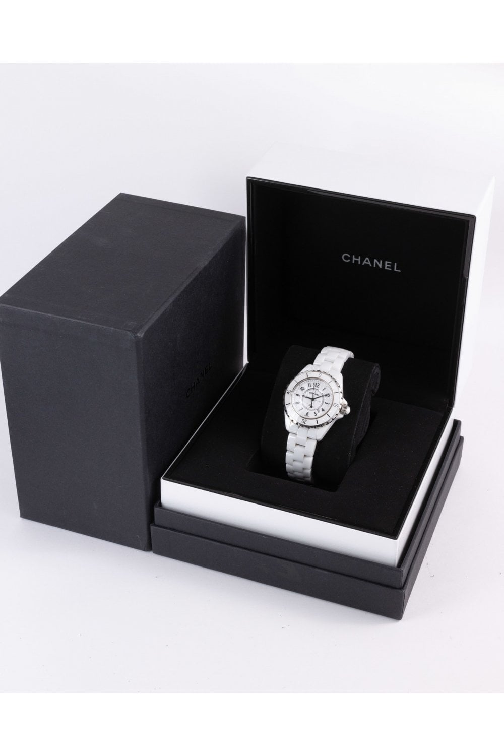 Shop Authentic Chanel J12 Ceramic White Dial White Steel Strap Watch for Women - J12 H0968 - Luxxuri