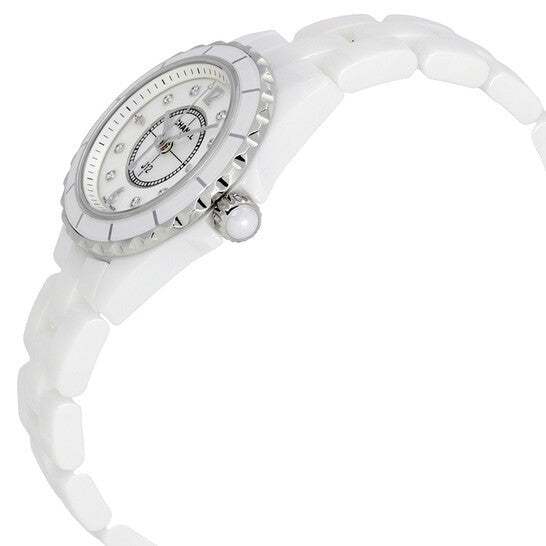 Shop Authentic Chanel J12 Diamonds Quartz Mother of Pearl White Dial White Steel Strap Watch for Women - J12 H2570 - Luxxuri
