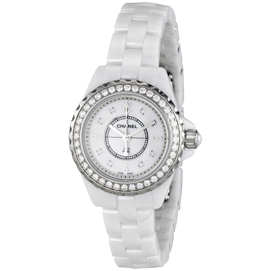 Shop Authentic Chanel J12 Diamonds Quartz White Dial White Steel Strap Watch for Women - J12 H2572 - Luxxuri