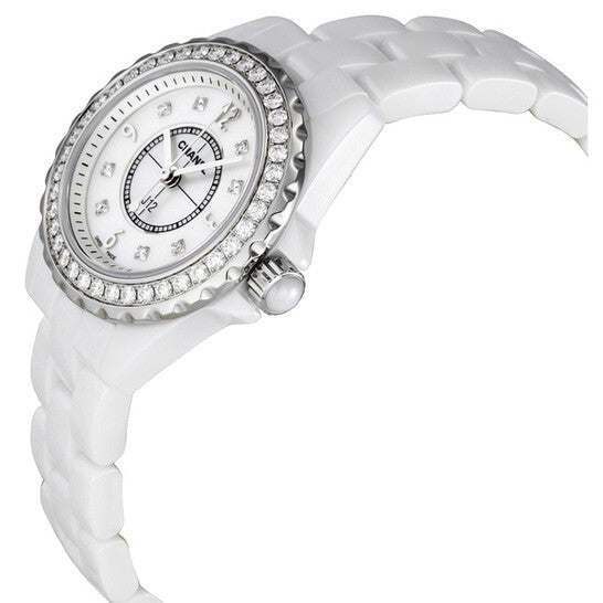 Shop Authentic Chanel J12 Diamonds Quartz White Dial White Steel Strap Watch for Women - J12 H2572 - Luxxuri