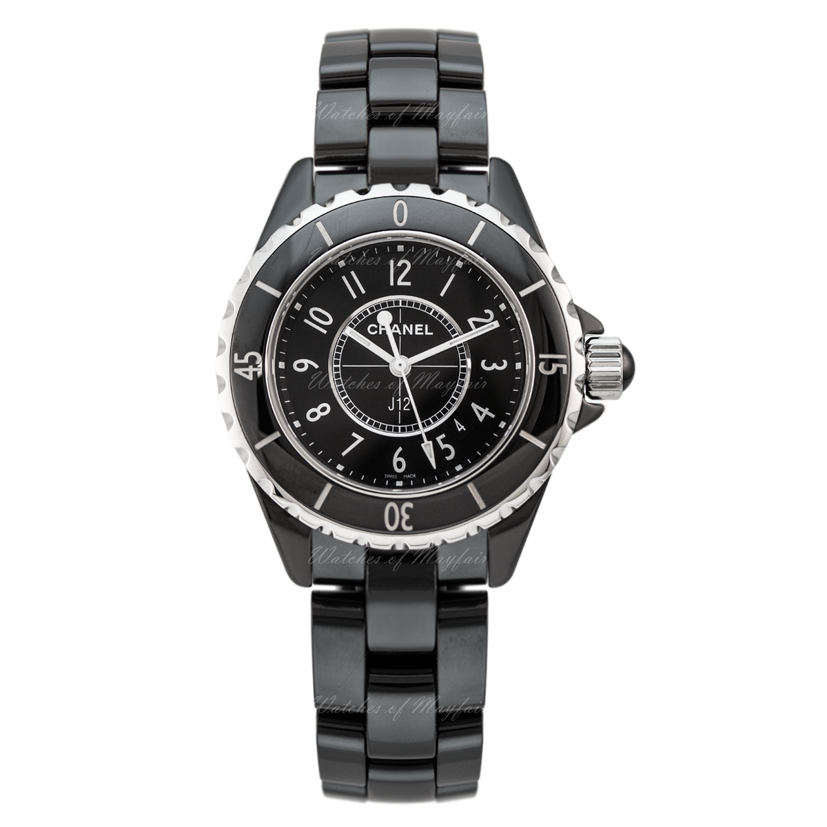 Shop Authentic Chanel J12 Quartz Ceramic Black Dial Black Steel Strap Watch for Women - J12 H0682 - Luxxuri
