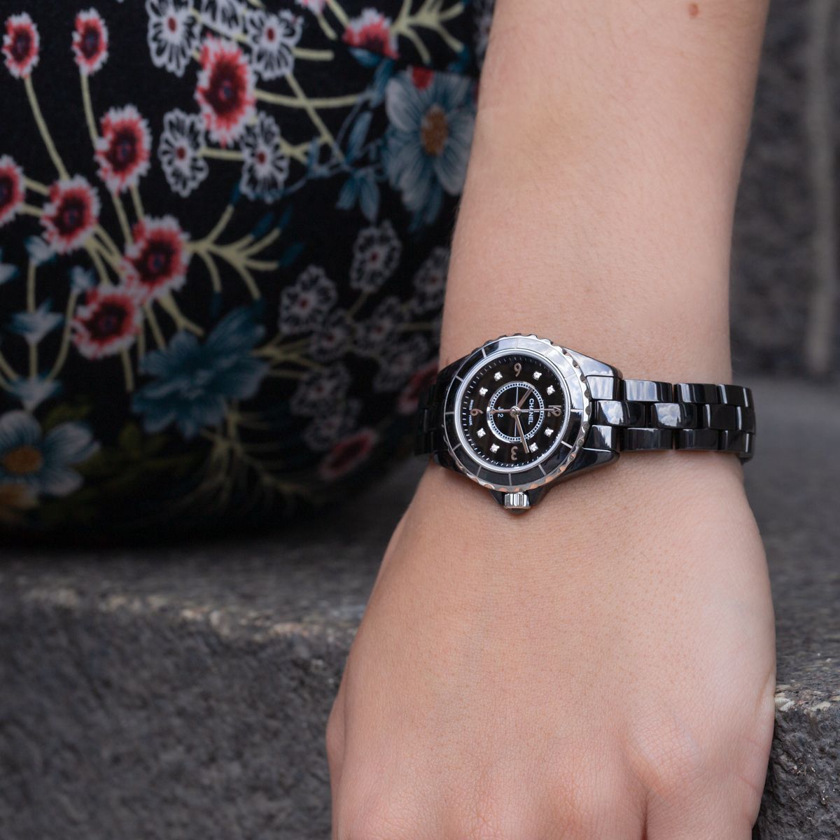 Shop Authentic Chanel J12 Diamonds Black Dial Black Steel Strap Watch for Women - J12 H2569 - Luxxuri
