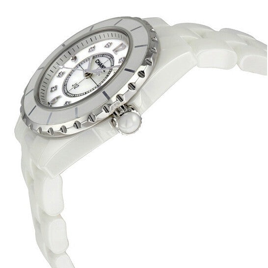 Shop Authentic Chanel J12 Diamonds Quartz Ceramic White Dial White Steel Strap Watch for Women - J12 H2422 - Luxxuri
