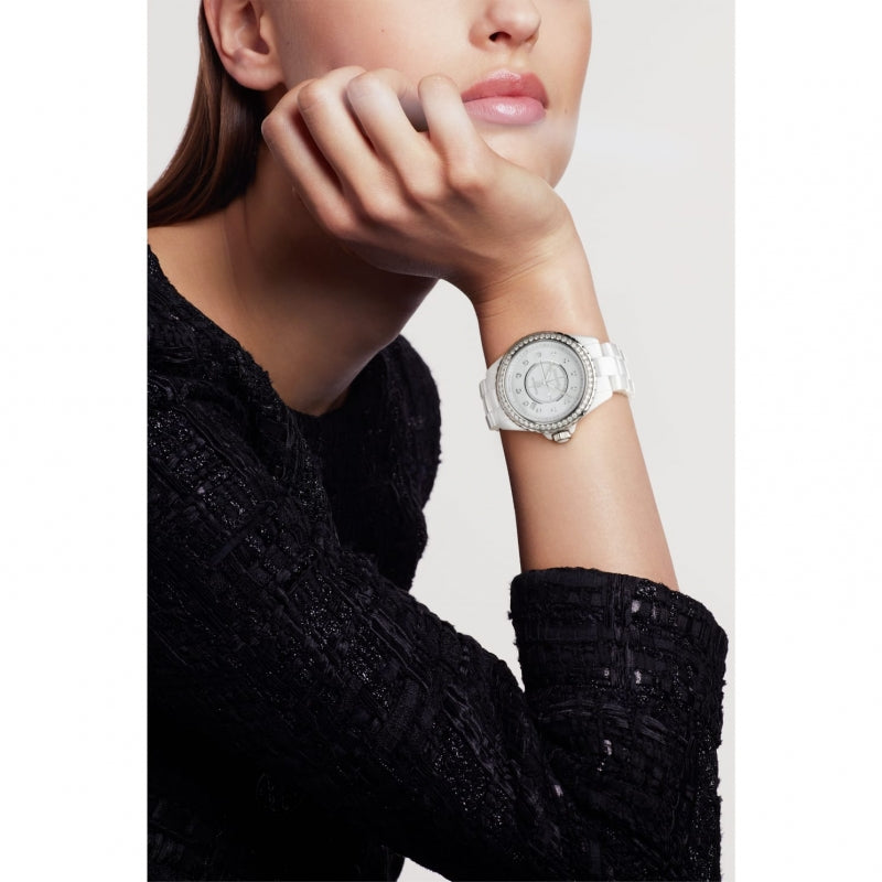 Shop Authentic Chanel J12 Quartz Diamonds White Dial White Steel Strap Watch for Women - J12 H6418 - Luxxuri