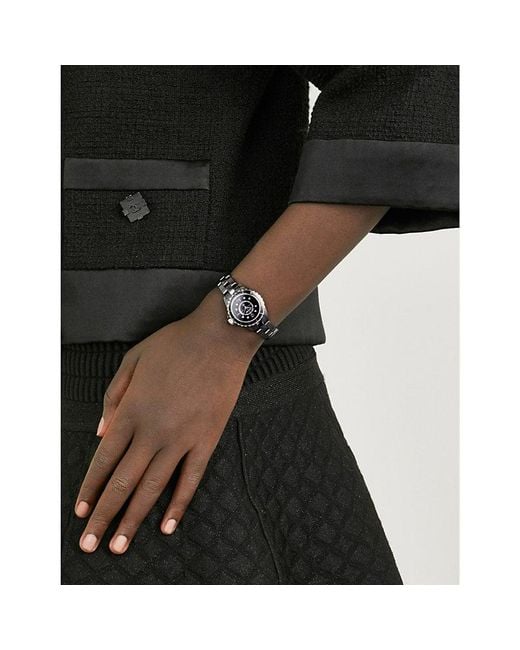 Shop Authentic Chanel J12 Diamonds Black Dial Black Steel Strap Watch for Women - J12 H2569 - Luxxuri