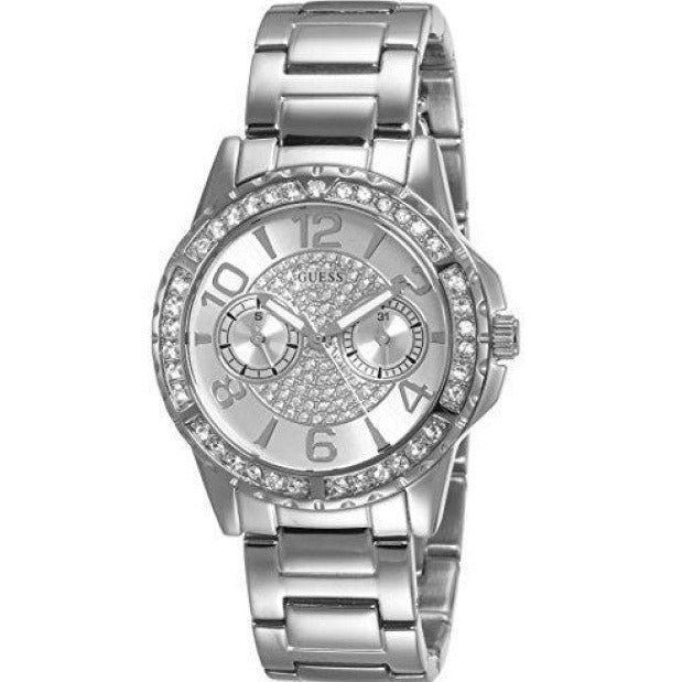 Shop Authentic Guess Sassy Multifunction Quartz Silver Dial Silver Steel Strap Watch For Women - W0705L1 - Luxxuri