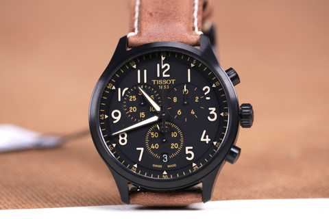 Shop Authentic Tissot Chrono XL Quartz Black Dial Brown Leather Strap Watch For Men - T116.617.36.052.03 - Luxxuri