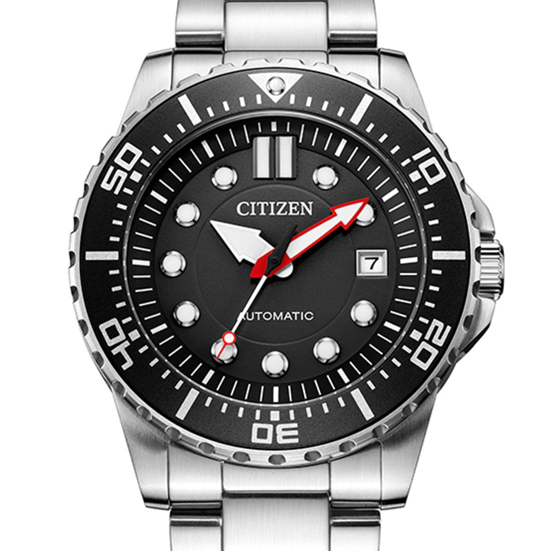 Shop Authentic Citizen Mechanical Black Dial Silver Steel Strap Watch For Men - NJ0120-81E - Luxxuri