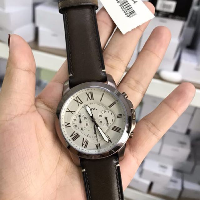 Shop Authentic Fossil Grant Chronograph White Dial Brown Leather Strap Watch for Men - FS5344 - Luxxuri