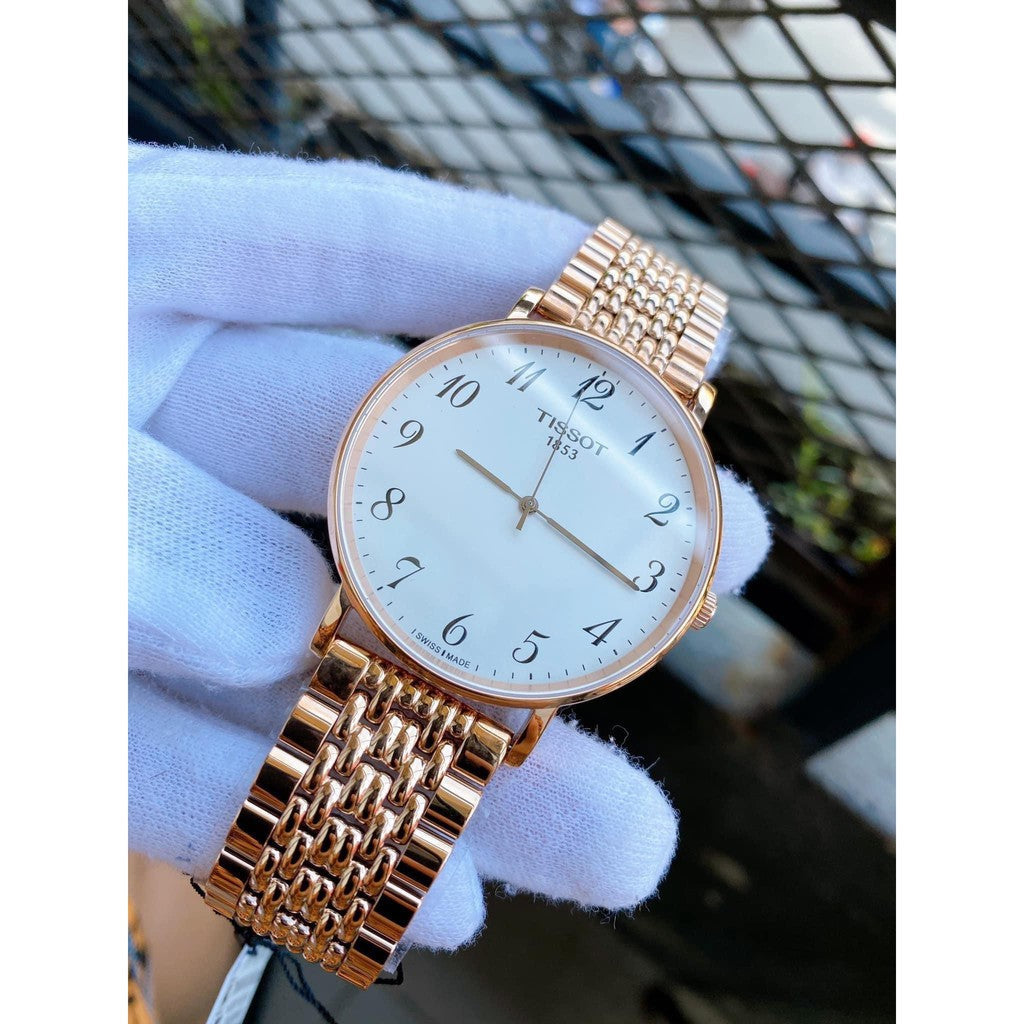 Shop Authentic Tissot T Classic Everytime White Dial Rose Gold Mesh Bracelet Watch for Men - T109.610.33.032.00 - Luxxuri