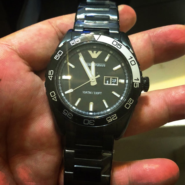 Shop Authentic Emporio Armani Sportivo Quartz Black Dial Black Steel Strap Watch For Men - AR6049 - Luxxuri