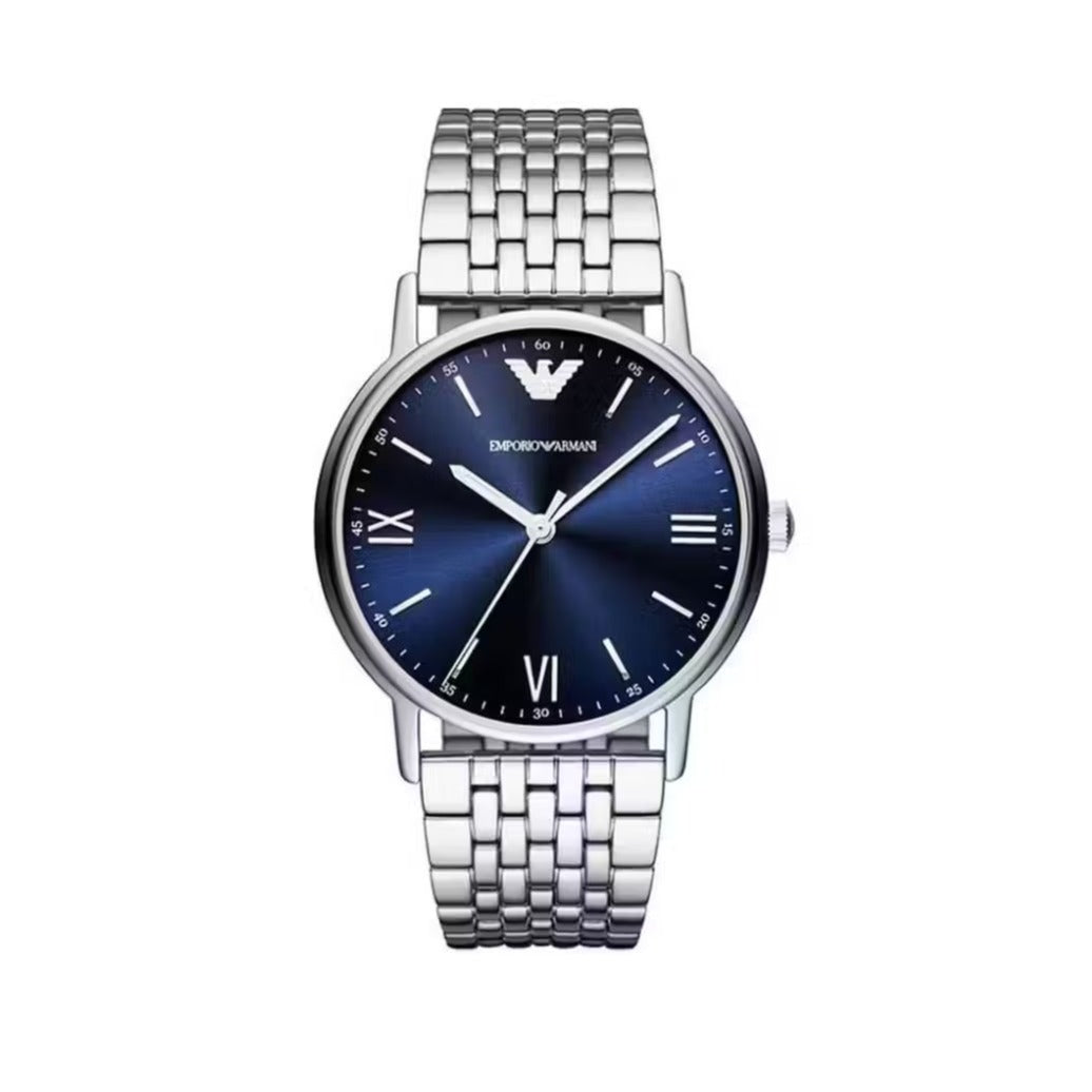 Shop Authentic Emporio Armani Kappa Quartz Blue Dial Silver Steel Strap Watch For Men - AR80010 - Luxxuri