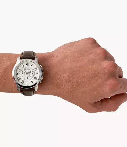 Shop Authentic Fossil Grant Chronograph White Dial Brown Leather Strap Watch for Men - FS5344 - Luxxuri