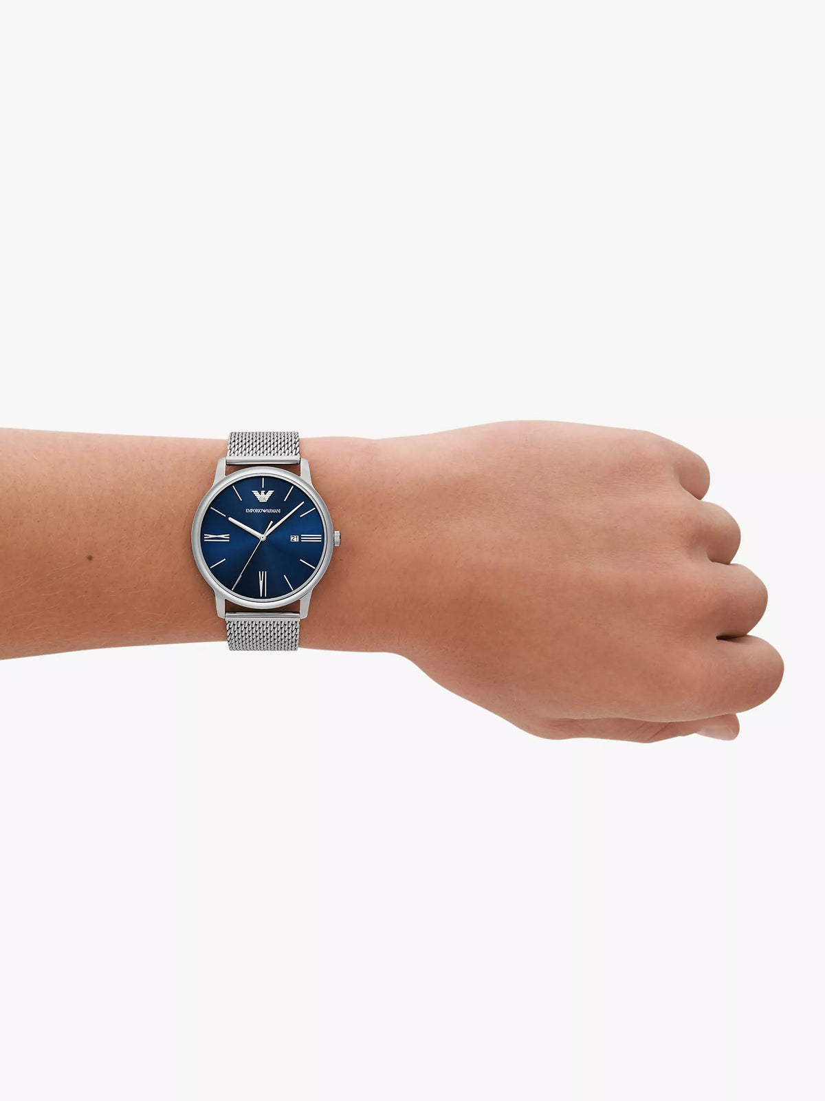 Shop Authentic Emporio Armani Kappa Quartz Blue Dial Silver Steel Strap Watch For Men - AR80010 - Luxxuri